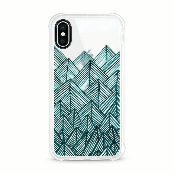 OTM Essentials iPhone X Clear Rugged Edge Phone Case, Jagged Rocks