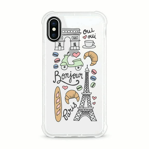 OTM Essentials iPhone X Clear Rugged Edge Phone Case, Paris Treats