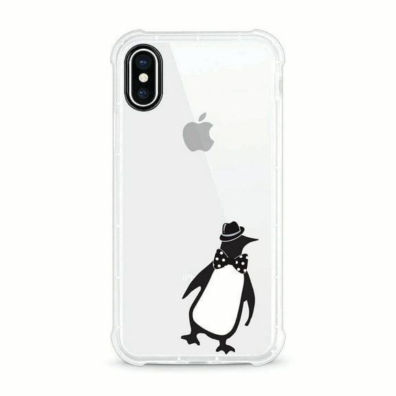 OTM Essentials iPhone X Clear Rugged Edge Phone Case, Penguin