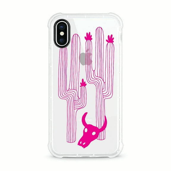 OTM Essentials iPhone X Clear Rugged Edge Phone Case, Saguaro & Skull