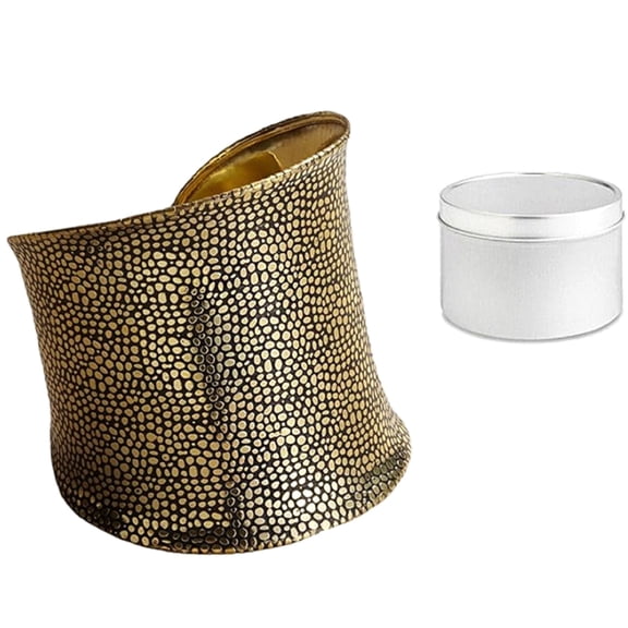OTM Gold Detailed Wide Cuff Bracelet and Tin 2 Piece Gift Set