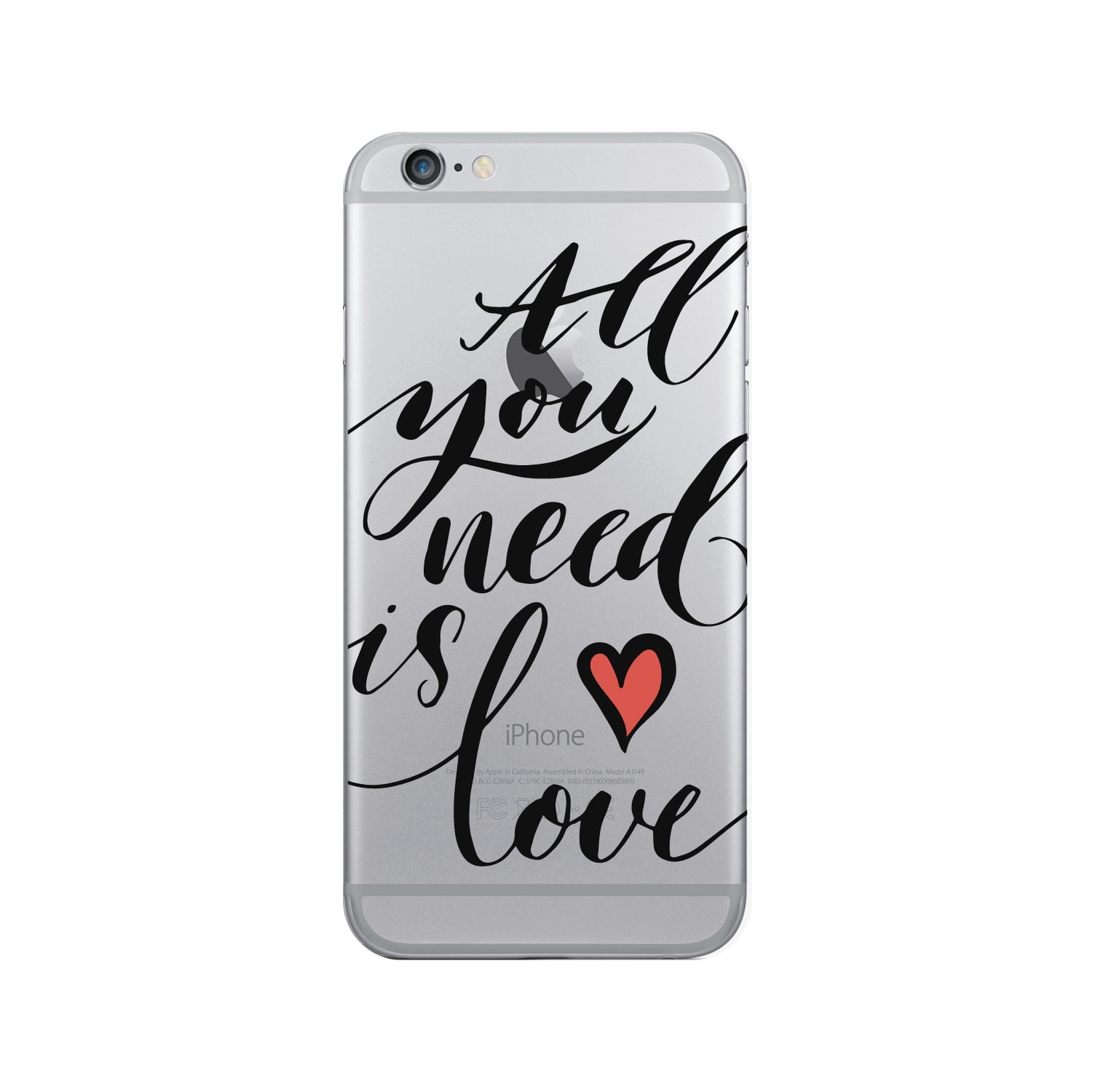 OTM Prints Clear Phone Case, All You Need is Love Black - iPhone 6/6s/7/7s