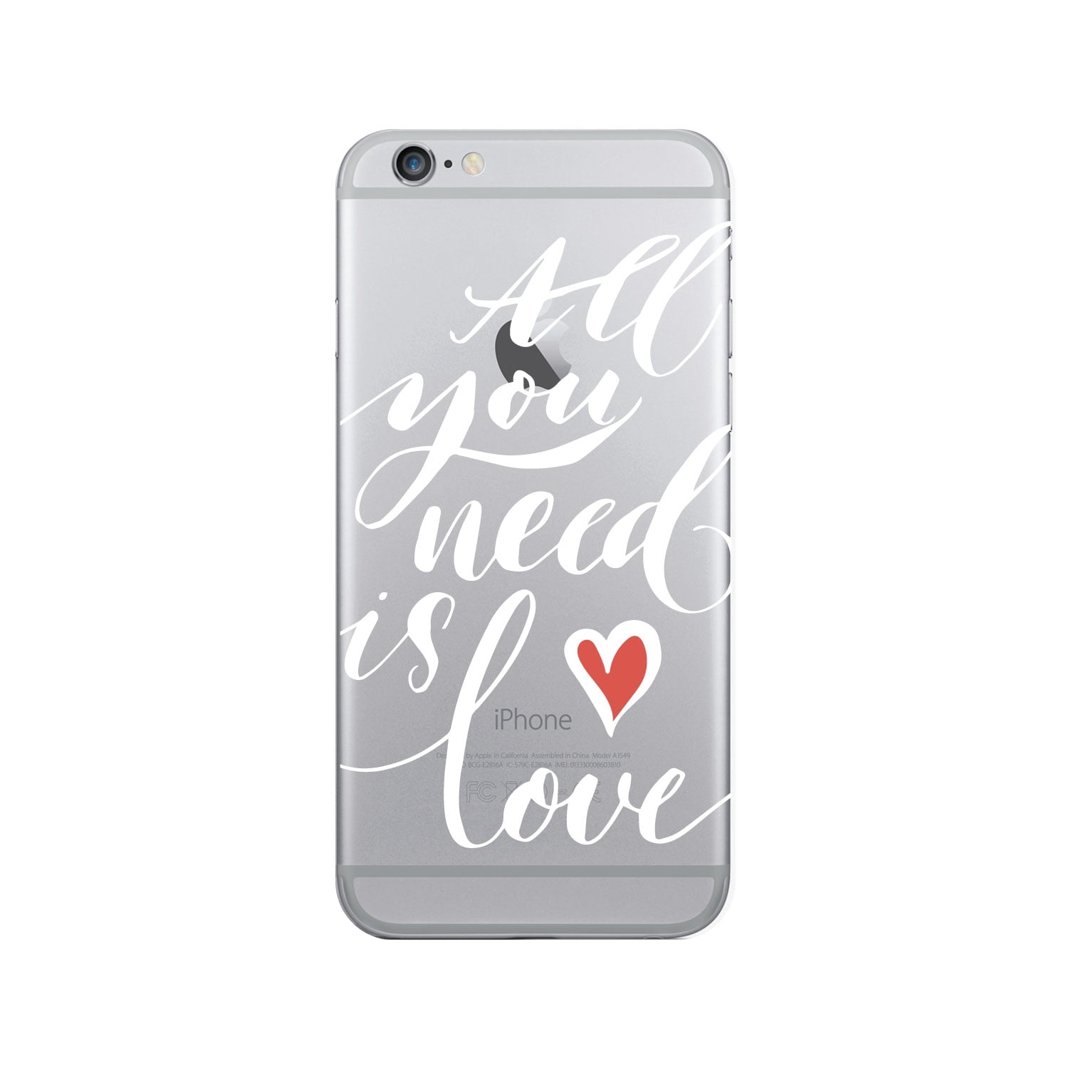 OTM Prints Clear Phone Case, All You Need is Love White - iPhone 6/6s/7/7s