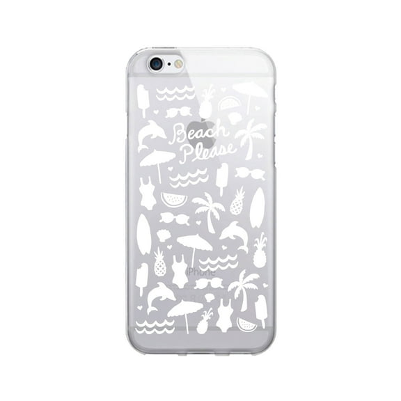 OTM Prints Clear Phone Case, Beach Please White - iPhone 6/6s/7/7s