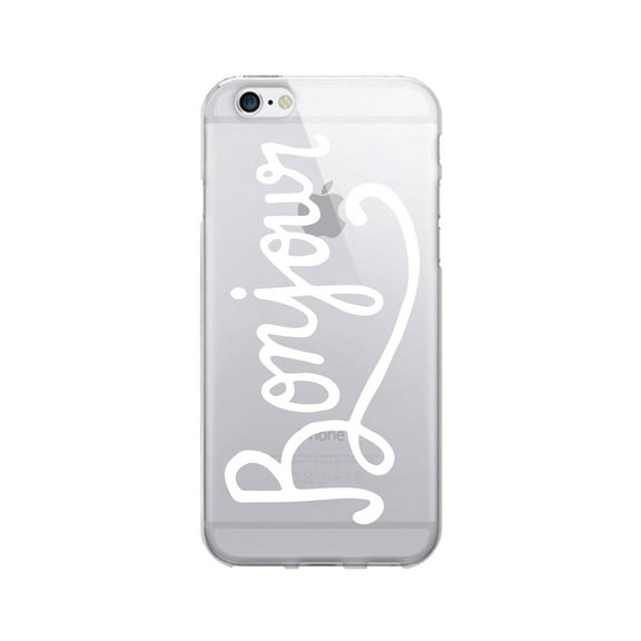 OTM Prints Clear Phone Case, Bonjour White - iPhone 6/6s/7/7s