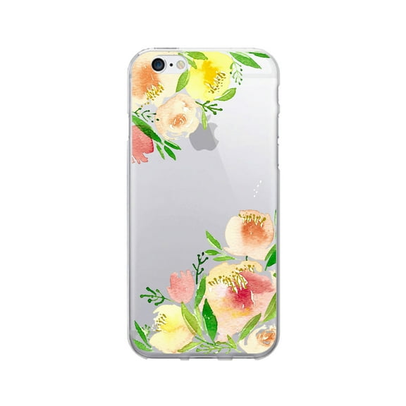 OTM Prints Clear Phone Case, Corner Peonies Yellow - iPhone 6/6s/7/7s