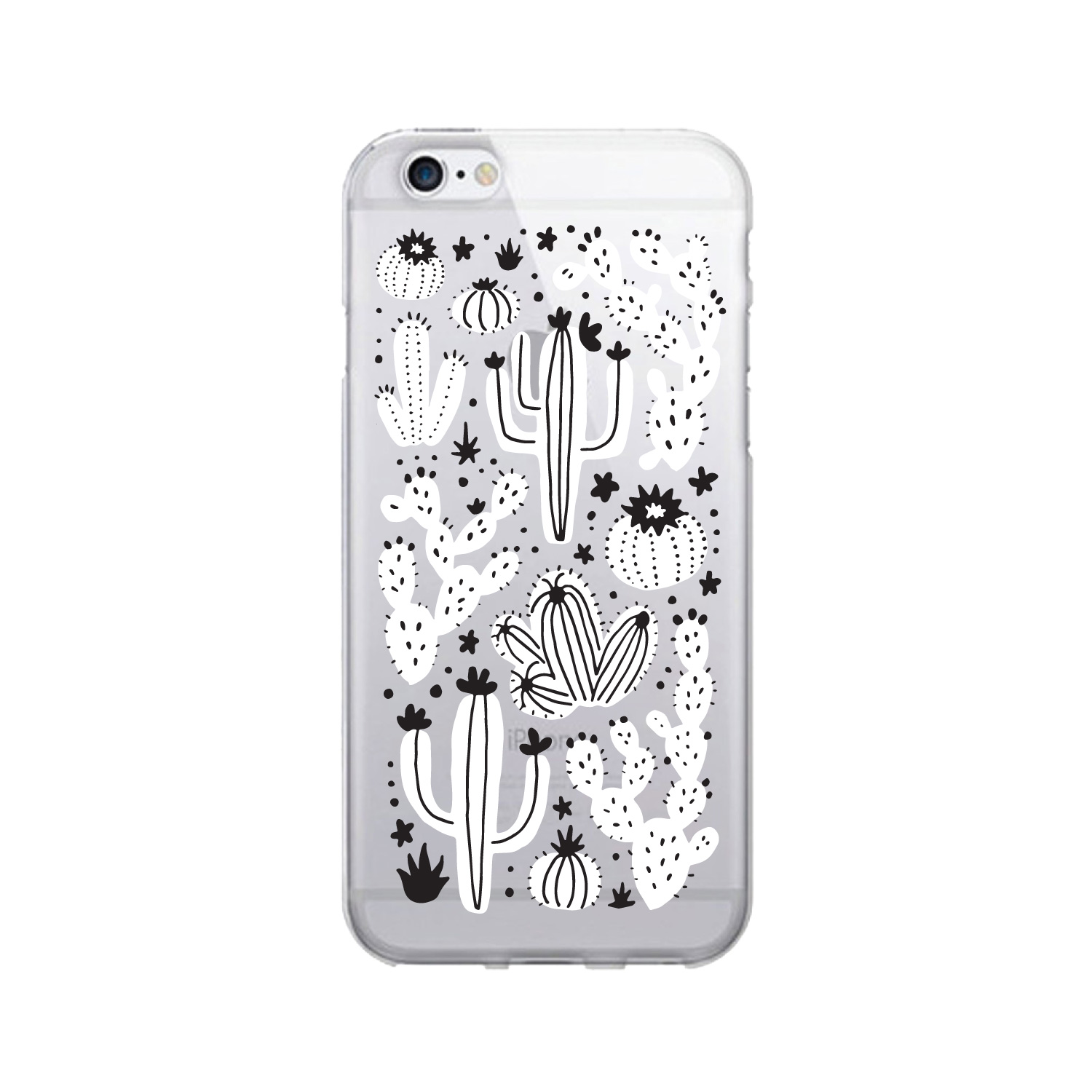 OTM Prints Clear Phone Case, Desert Cacti Black & White - iPhone 6/6s/7/7s