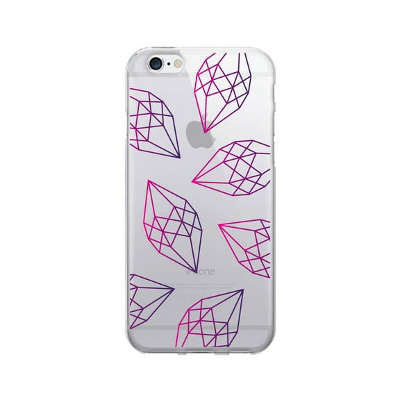 OTM Prints Clear Phone Case, Diamonds Pink & Purple - iPhone 6/6s/7/7s