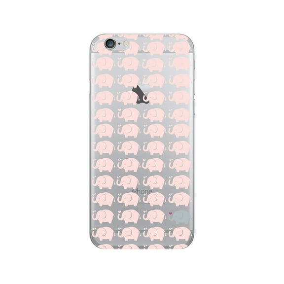 OTM Prints Clear Phone Case, Elly Elephant Pink - iPhone 6/6s/7/7s