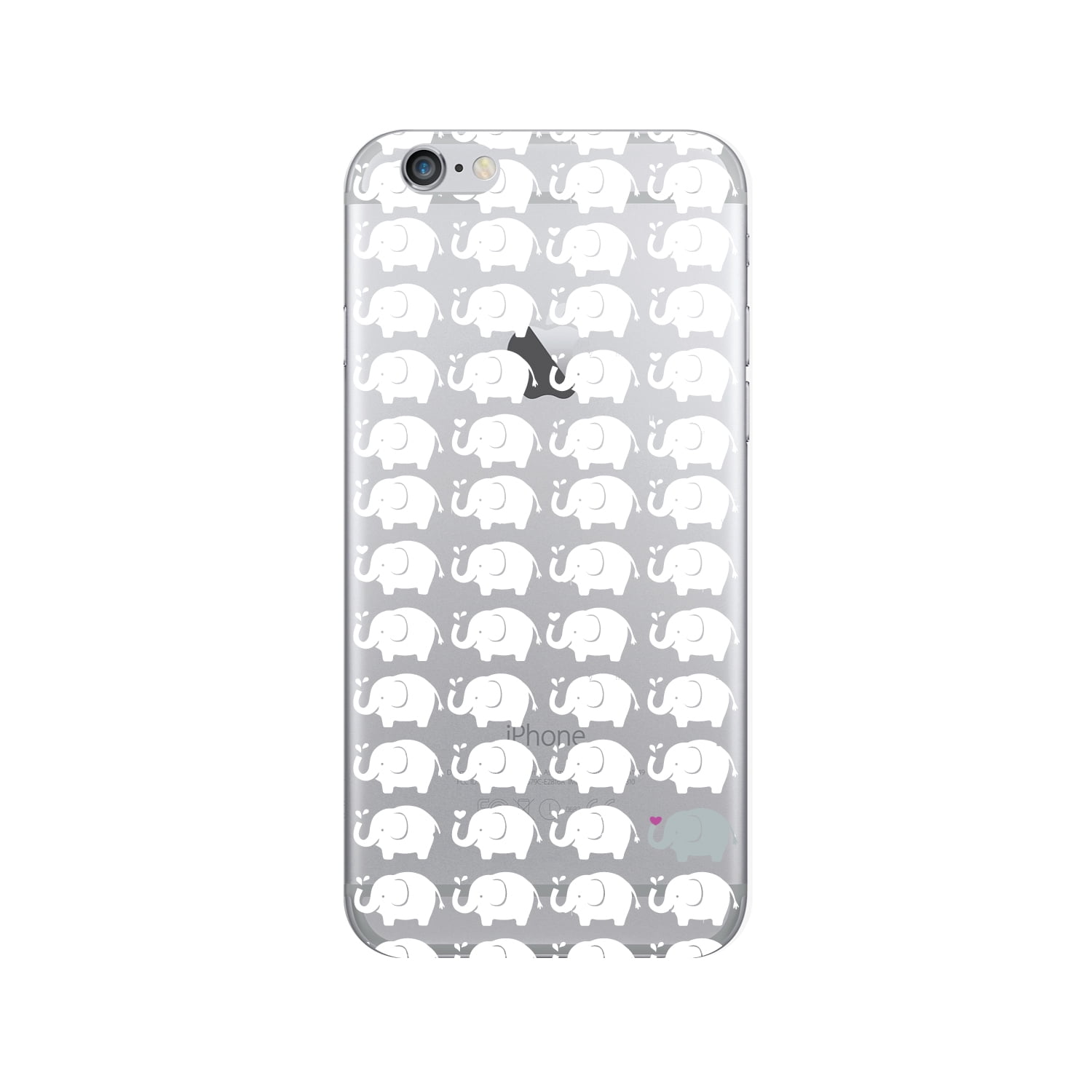 OTM Prints Clear Phone Case, Elly Elephant White - iPhone 6 Plus/7 Plus