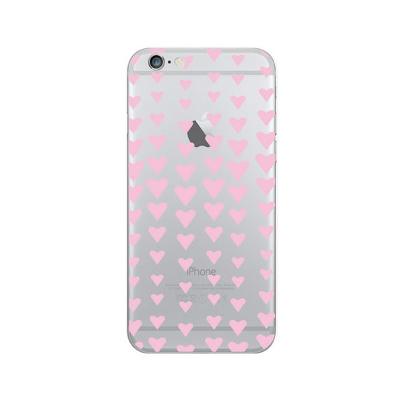 OTM Prints Clear Phone Case, Falling Hearts Pink - iPhone 6 Plus/7 Plus