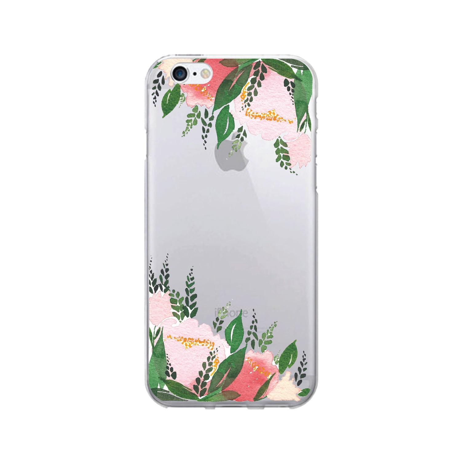 OTM Prints Clear Phone Case, Fern & Peonies Red & Green - iPhone 6 Plus/7 Plus