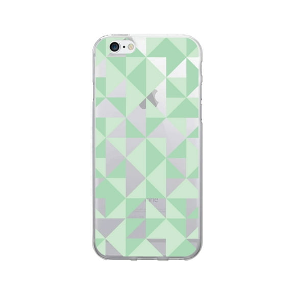 OTM Prints Clear Phone Case, Geo Triangle Green - iPhone 6 Plus/7 Plus