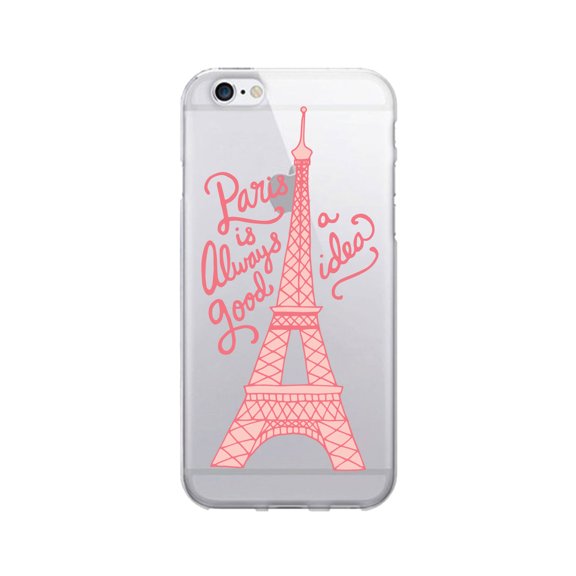 OTM Prints Clear Phone Case, Paris is always a good idea Pink - iPhone 6 Plus/7 Plus