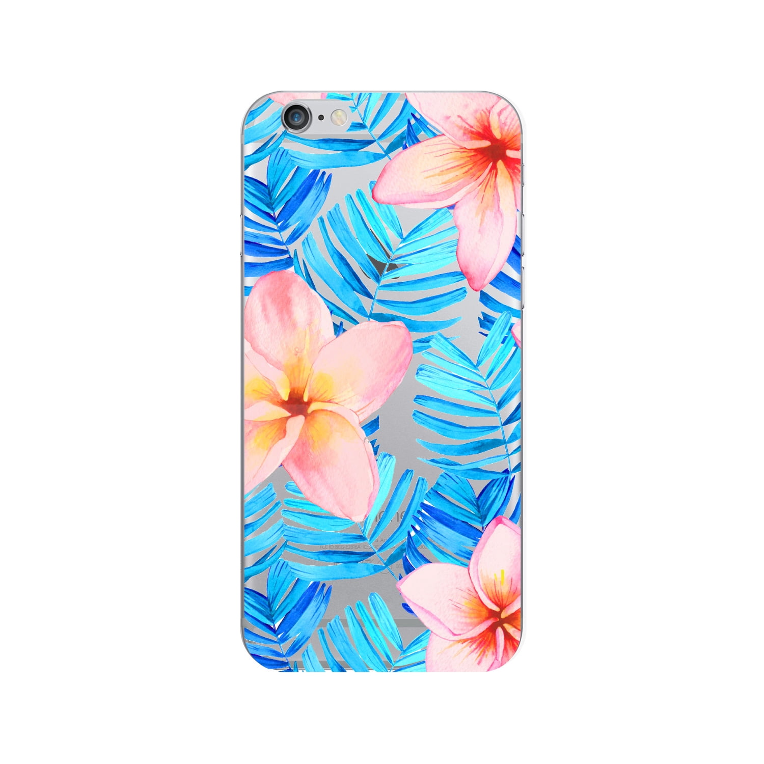 OTM Prints Clear Phone Case, Plumerias Red and Blue - iPhone 6/6s/7/7s