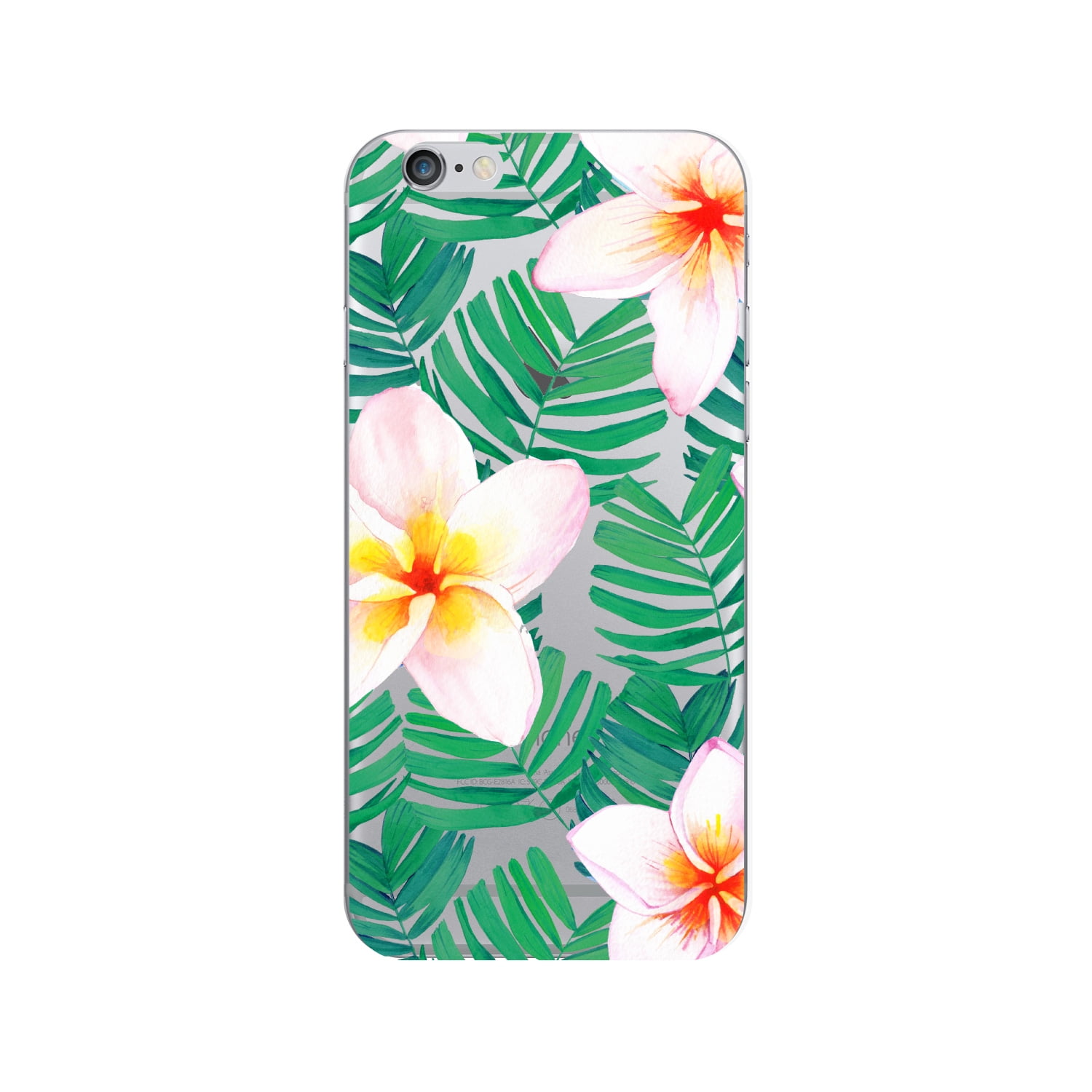 OTM Prints Clear Phone Case, Plumerias White and Green - iPhone 6 Plus/7 Plus
