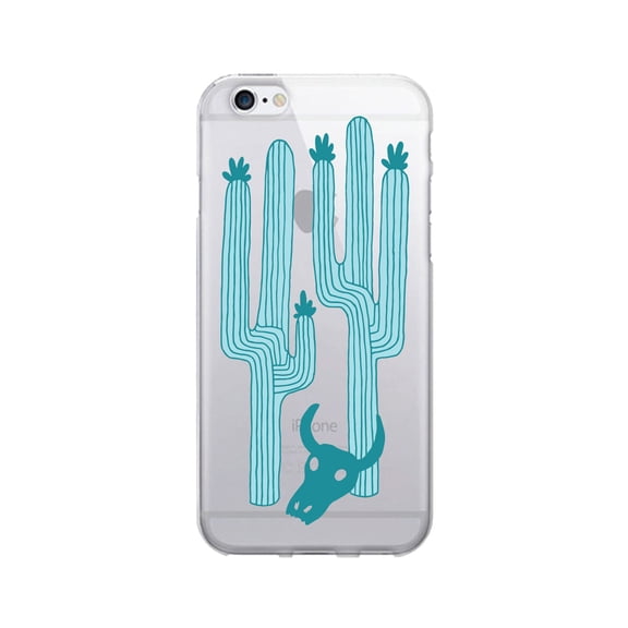 OTM Prints Clear Phone Case, Saguaro & Skull- Blue - iPhone 6 Plus/7 Plus