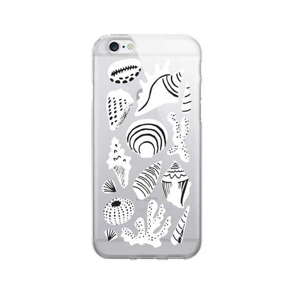 OTM Prints Clear Phone Case, Shell Collection Black & White - iPhone 6/6s/7/7s