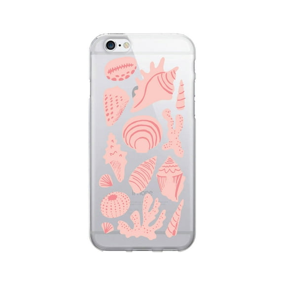 OTM Prints Clear Phone Case, Shell Collection Pink Rose - iPhone 6 Plus/7 Plus