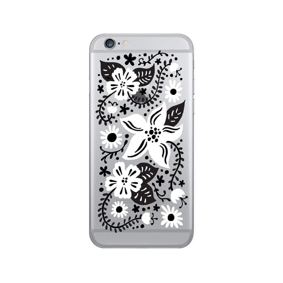 OTM Prints Clear Phone Case, Springtime Black & White - iPhone 6/6s/7/7s