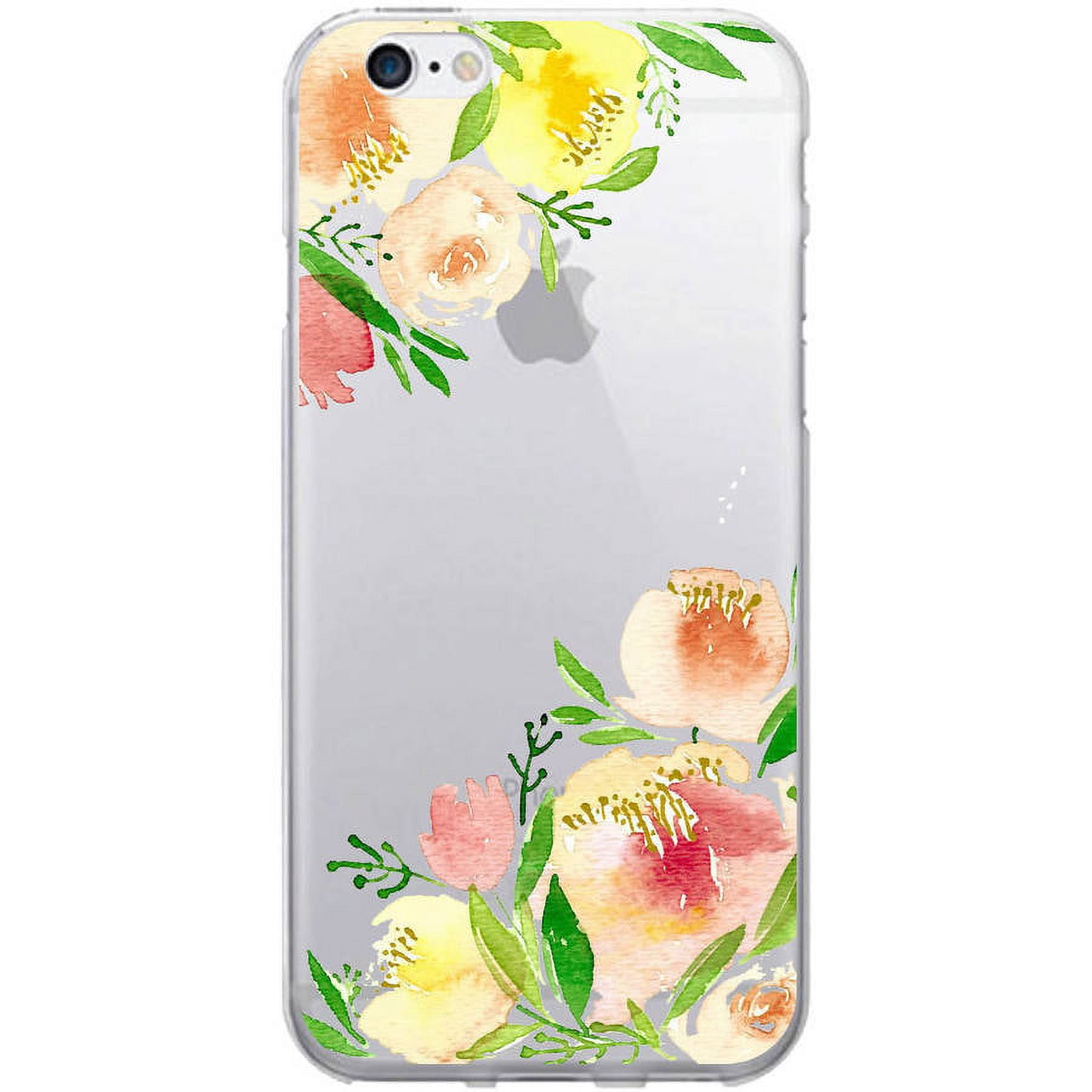 OTM Prints Clear Phone Case for Apple iPhone 6/6S, Corner Peonies Yellow