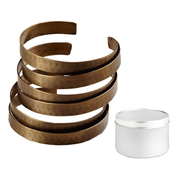 OTM Ribbon Wide Cuff Bracelet Gold and Gift Tin