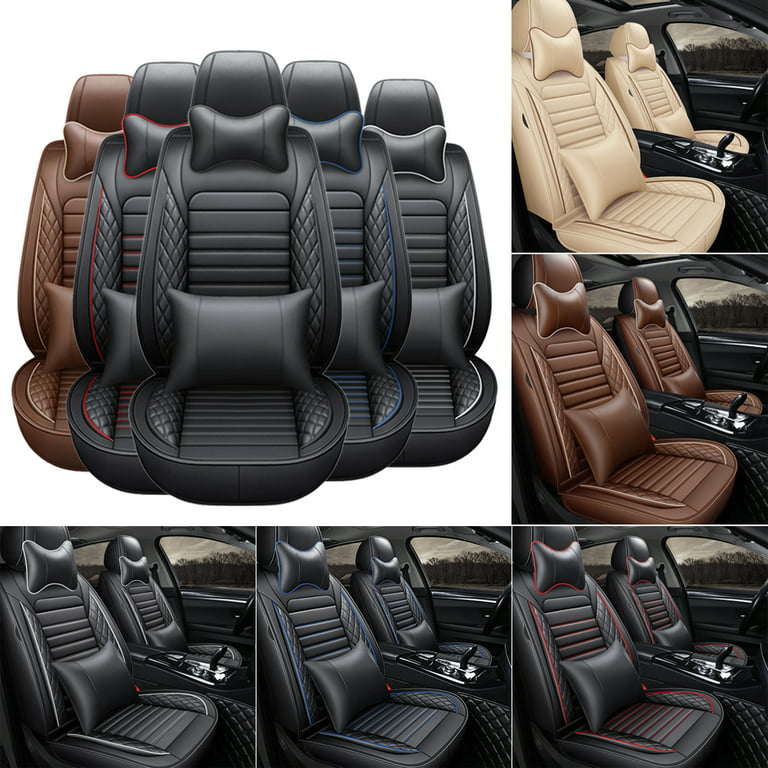 HAIYAOTIMES Leather Car Seat Covers Front Set, Waterproof Faux Leather Seat  Covers for Cars, Non-Slip Car Interior Covers Universal Fit for Most Cars