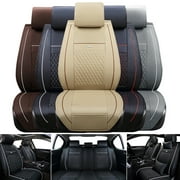 OTOEZ Car Seat Covers Deluxe Leather 5-Seats Front and Rear Full Set Cushion Pad Universal Fit