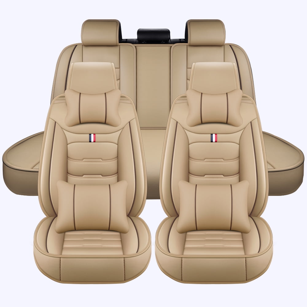 2pcs/set Khaki Plush Car Seat Cushions For Front Seats