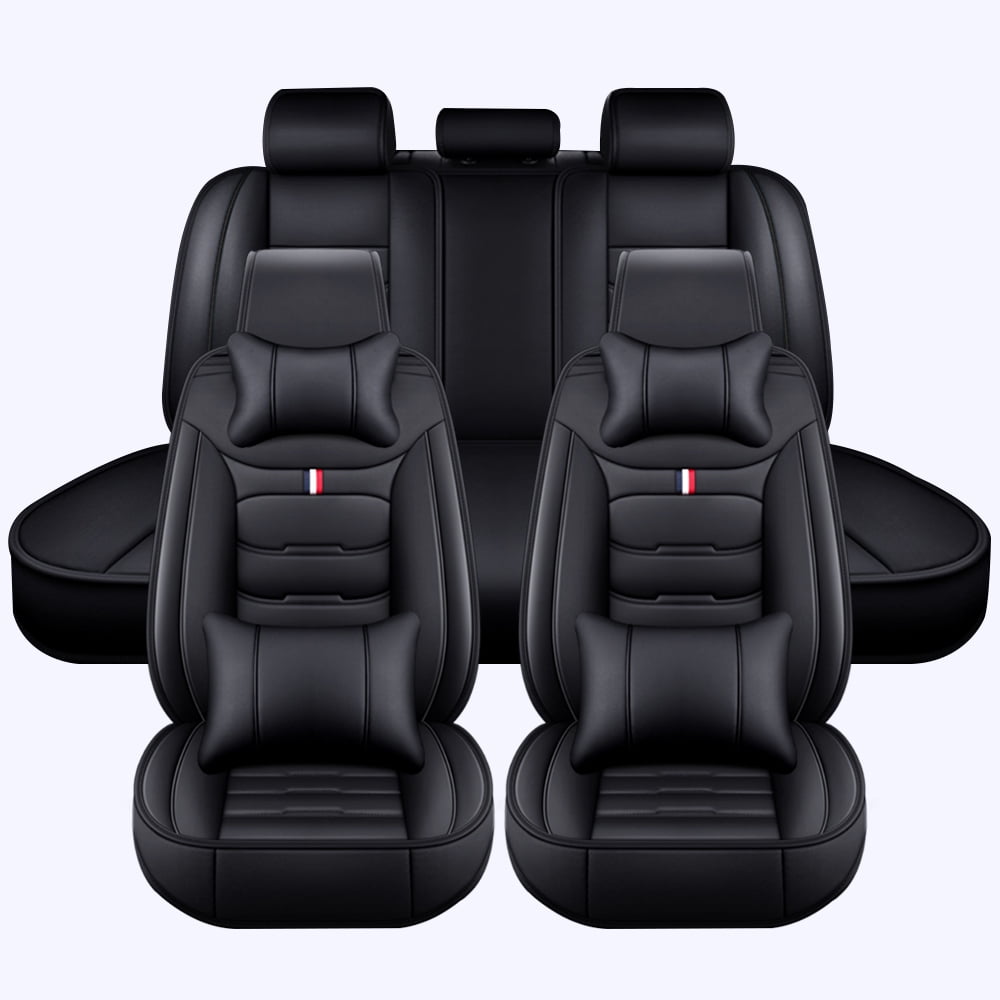OTOEZ Car Seat Covers Full Set 5-Seats Leather Front Rear Cushion Protector Universal Fit