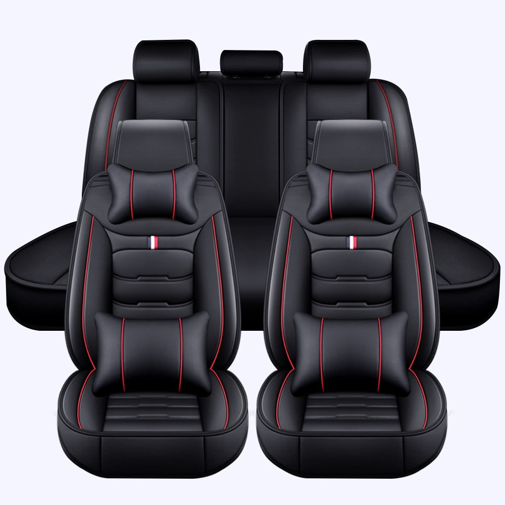 OTOEZ Car Seat Covers Full Set 5-Seats Leather Front Rear Cushion Protector Universal Fit