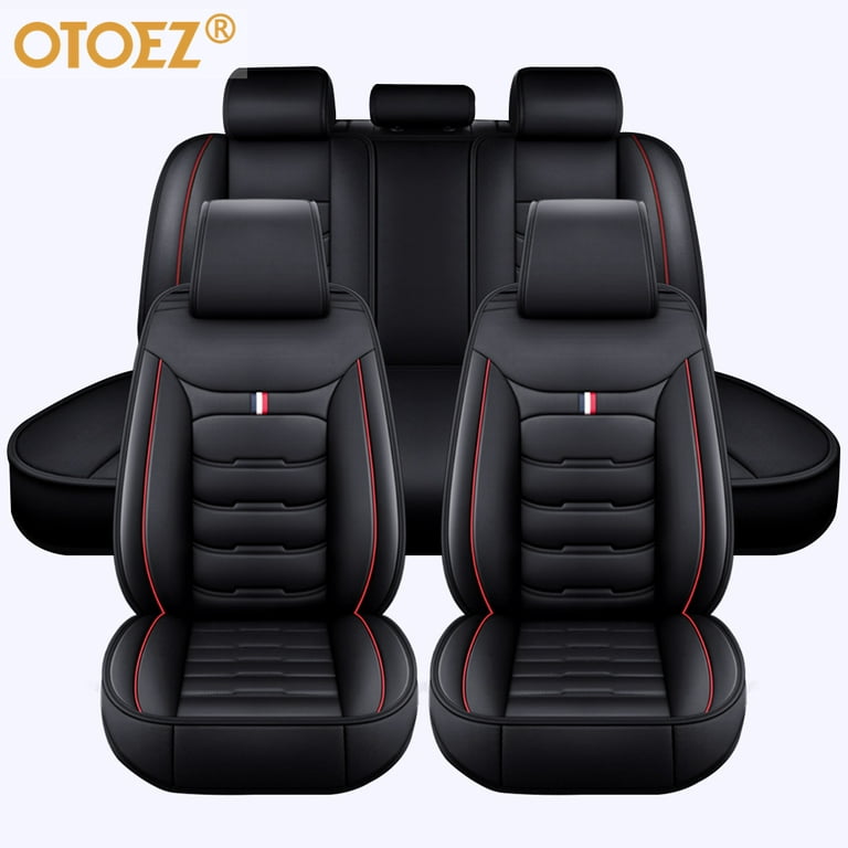 Luxury Leather Front + Rear Car Seat Covers 5-Seats Cushion Full Set  Universal