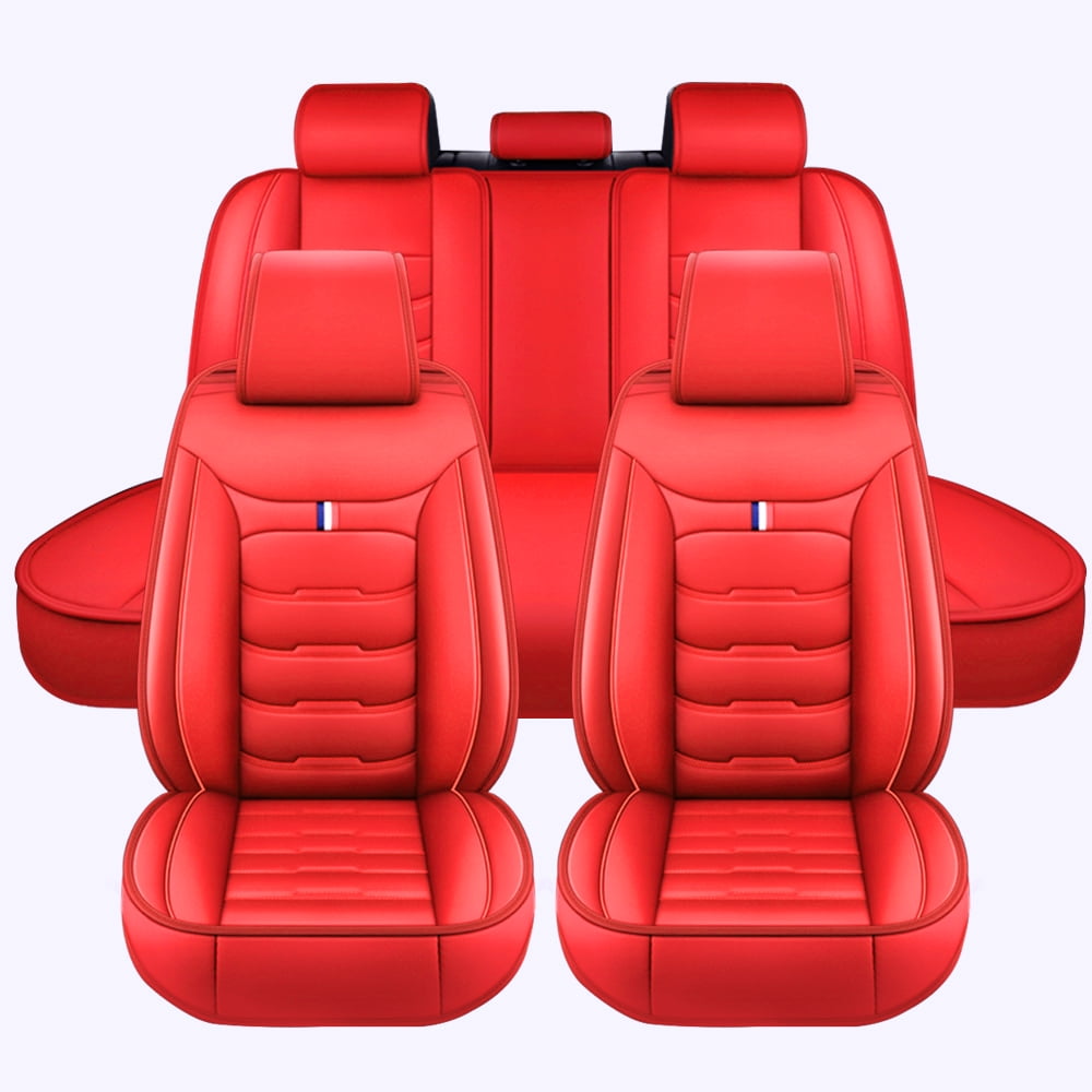 OTOEZ Car Seat Covers Full Set 5 Seats Leather Front Rear Cushion Protector Universal Fit