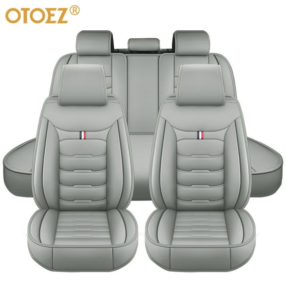 OTOEZ Car Seat Covers Full Set 5-Seats Leather Front Rear Cushion Protector Universal Fit