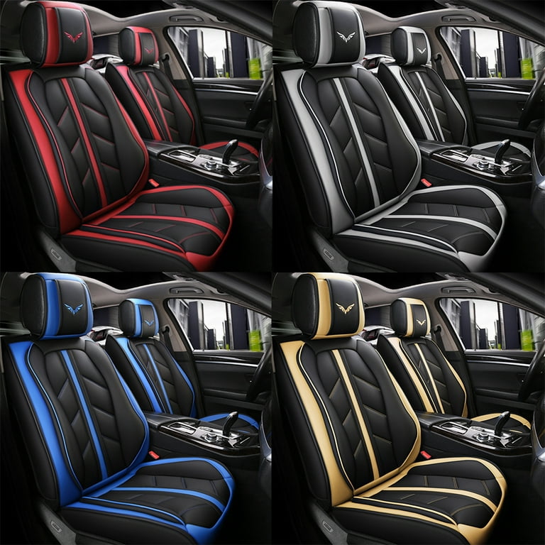 OTOEZ Car Seat Covers Full Set 5-Seats Leather Front Rear Cushion Protector  Universal Fit 