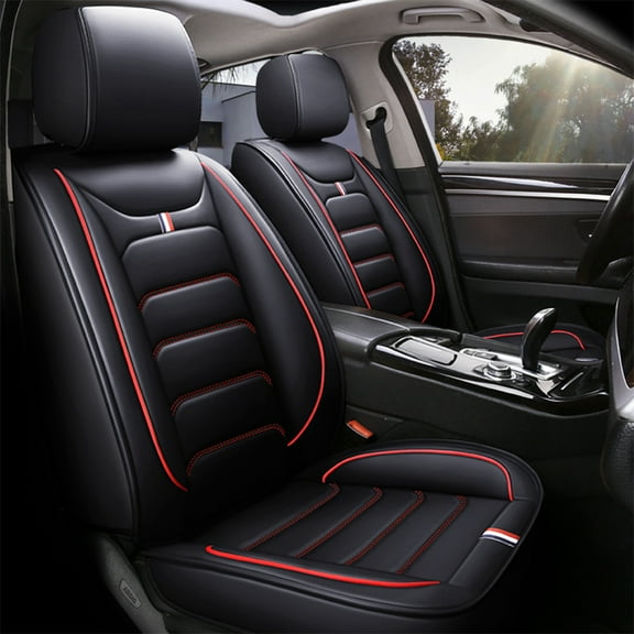 OTOEZ Car Seat Covers Luxury Leather 5-Seats Full Set Protector Universal for Auto Sedan SUV