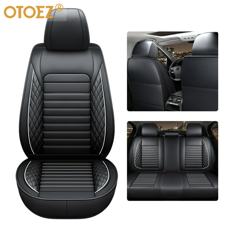 OTOEZ Car Seat Covers Full Set Leather Front Back 5 Seats Protector Cushion  Universal Fit 