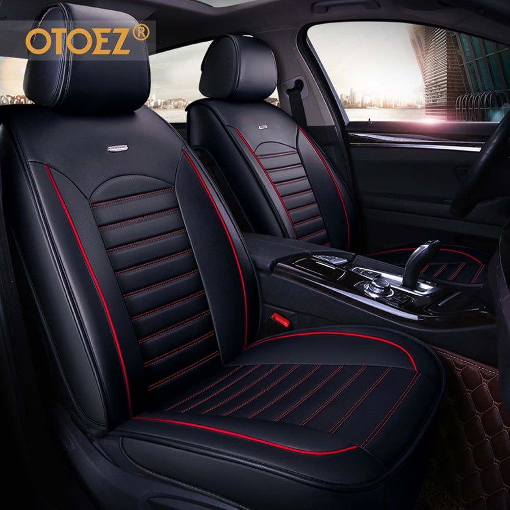 OTOEZ Leather Car Seat Covers Full Set Front and Rear Bench Backrest