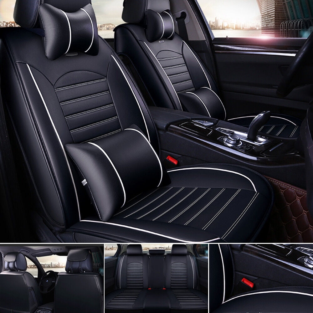 OTOEZ Leather Car Seat Covers Full Set Front and Rear Bench Backrest