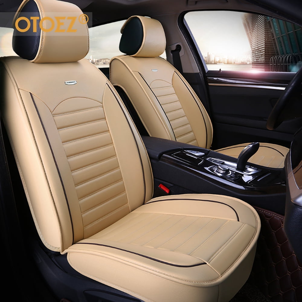 OTOEZ Leather Car Seat Covers Full Set Front and Rear Bench Backrest
