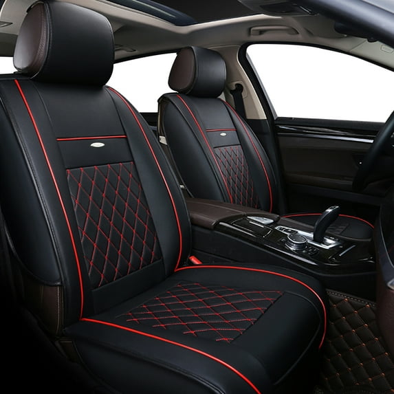 OTOEZ Luxury Leather Car Seat Covers Front Rear Full Set Universal for Sedan Truck SUV