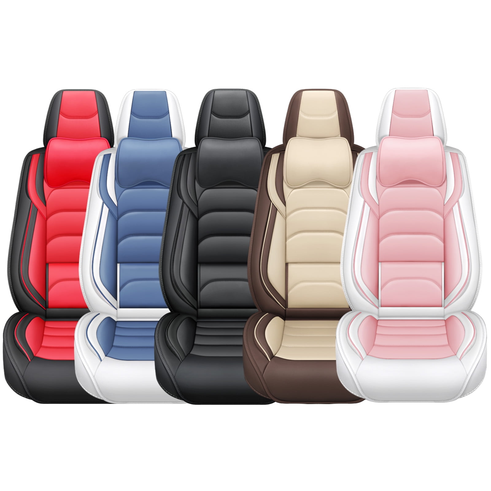 OTOEZ Universal Car Seat Cover, 5-Seat Full Set PU Leather, Front Rear Seat Protector, Waterproof Cushion Fit Most Honda Toyota Chevy Ford Nissan Vehicle Truck SUV