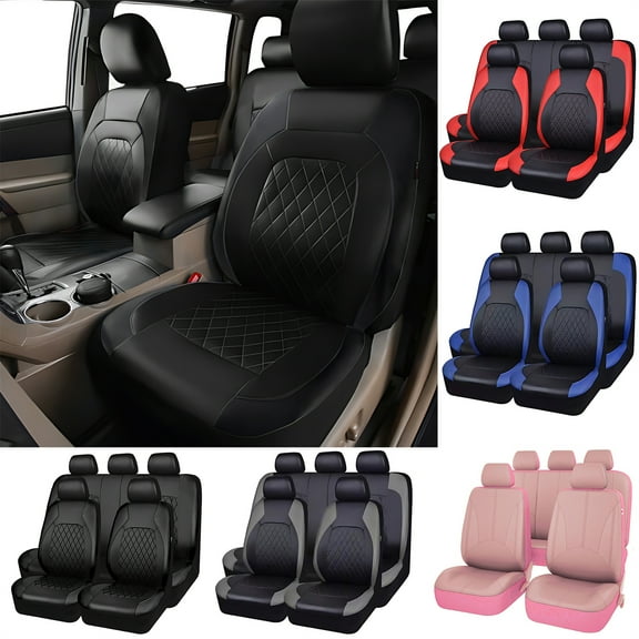 OTOEZ Universal Car Seat Cover Breathable PU Leather 5 Seats Full Set Waterproof Cushion Fit Most Honda Toyota Chevy Ford Nissan Vehicle Truck SUV