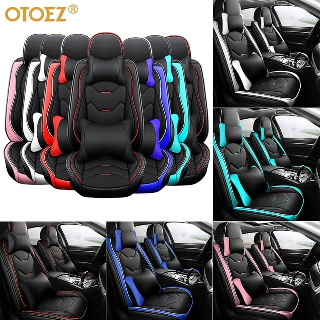 OTOEZ Universal Car Seat Covers Leather Front Back 5 Seats Full Set Automotive Seat Protector Replacement Fit Most Honda Toyota Chevy Ford Nissan Vehicles, Trucks, SUVs