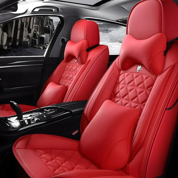 OTOEZ Universal PU Car Seat Cover Luxurious Full-Covered Front & Rear 5-Seat Cushion Protector Fit Most Honda Toyota Chevy Ford Nissan SUV