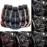 OTOEZ Universal PU Car Seat Covers 5 Seats Full Set, 5D Luxury Leather Front Rear Back Protector Cushion Fully Covered