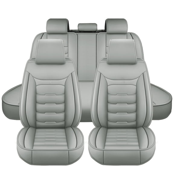 OTOEZ Universal PU Car Seat Covers Full Set 5 Seats Leather Front and Rear Bench Backrest Cushion Protector Fit Most Honda Toyota Chevy Ford Nissan Trucks SUVs