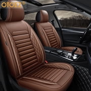 OTOEZ Waterproof Leather Car Seat Covers Set Universal Custom Fit Cushion Protector, Coffee