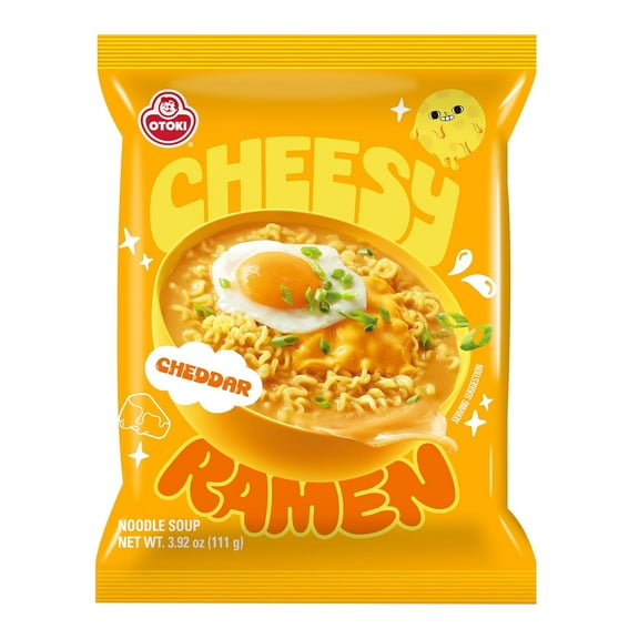 OTOKI Cheesy Ramen Cheddar Flavor | Non-Spicy, Creamy & Savory Korean Instant Noodles (4 Pack, 15.66oz)