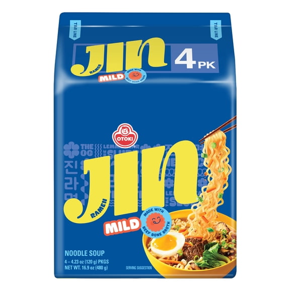 Jin Ramen Mild Noodle Soup 4 - 4.23 oz Packages